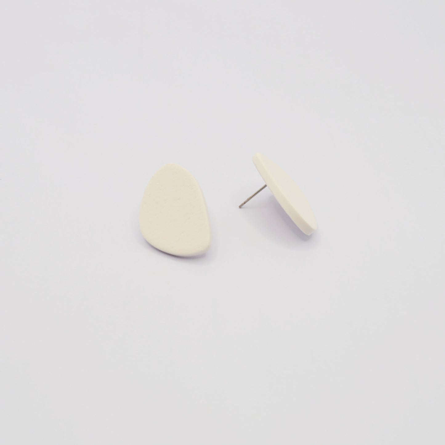 Minimalist white earrings, 25 mm, 925 silver post