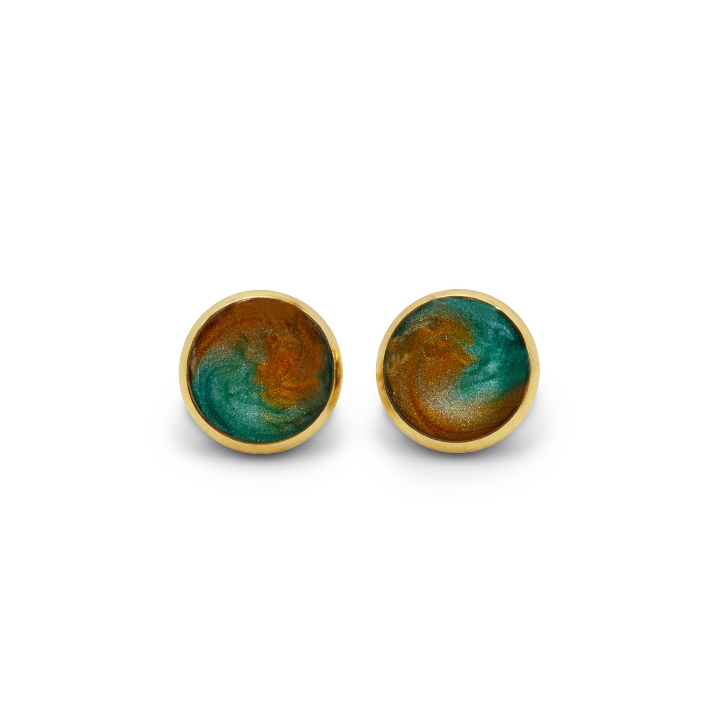 golden and green earstuds 12mm