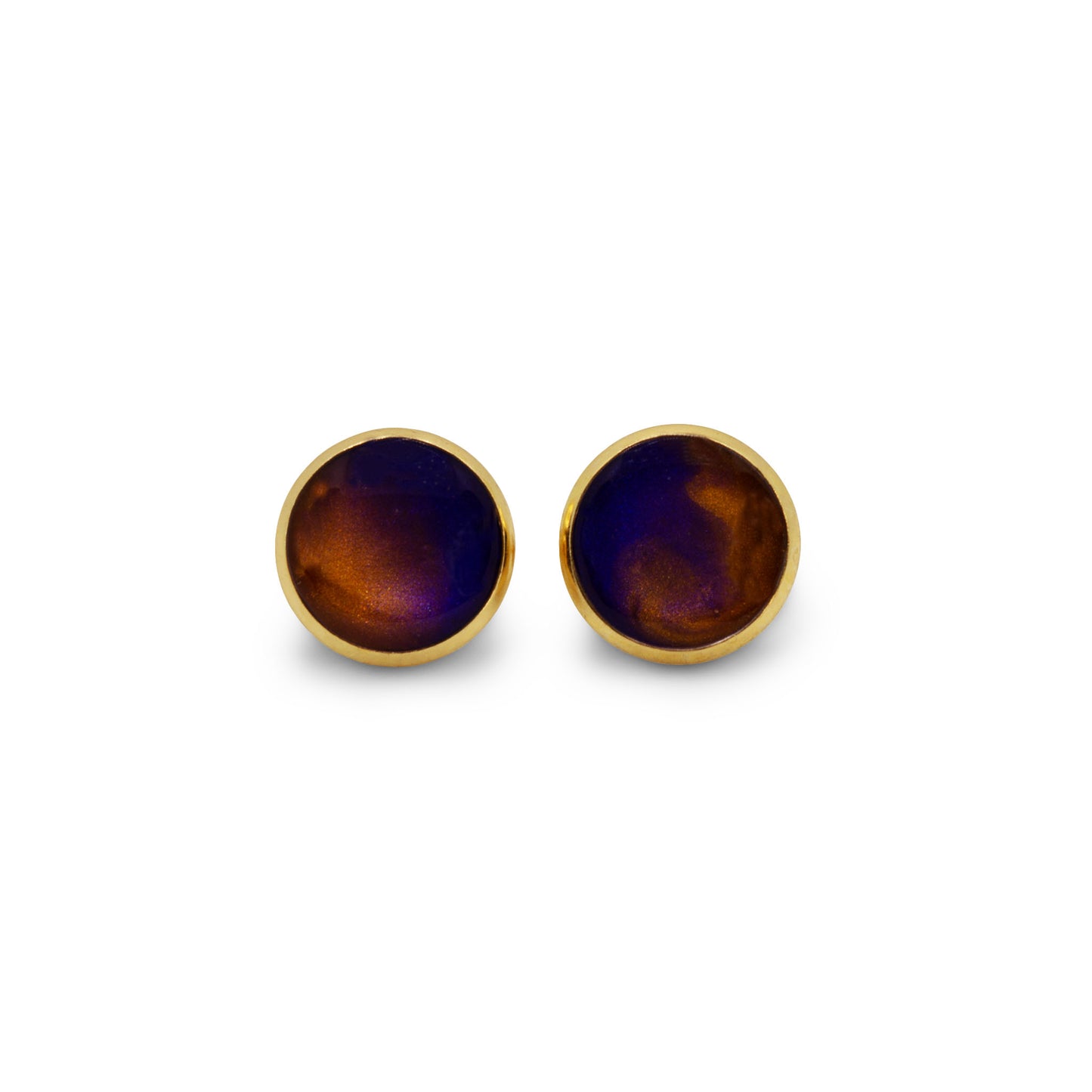 minimalist purple and gold earstuds 12mm