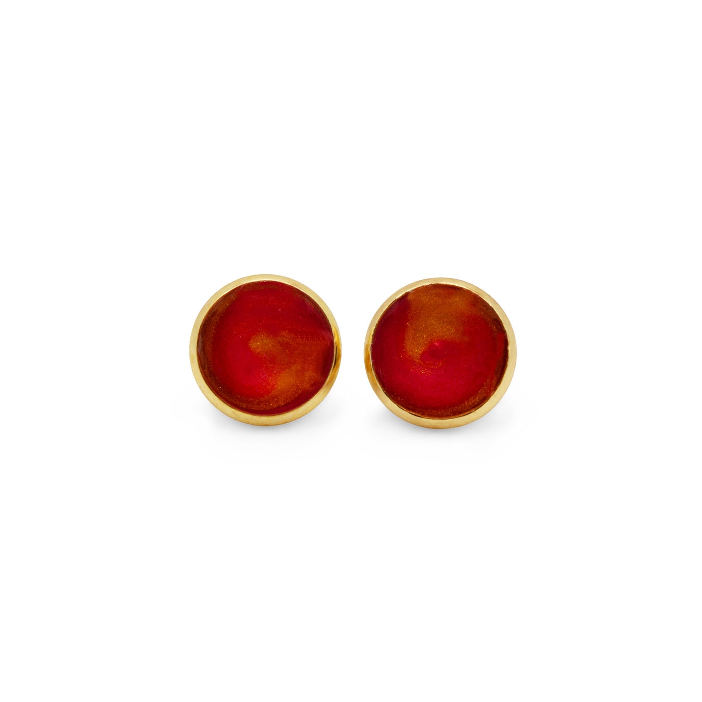 Minimalist red and gold earstuds 12mm