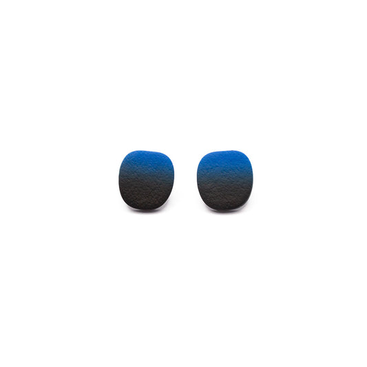 Minimalist black-blue earrings, 18 mm, 925 silver post
