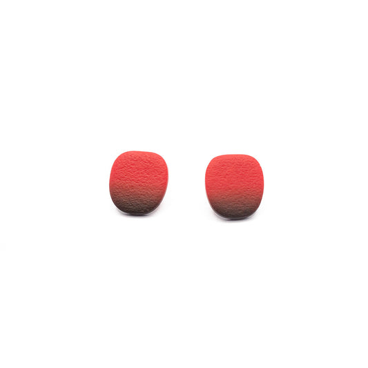 Minimalist black-red earrings, 18 mm, 925 silver post
