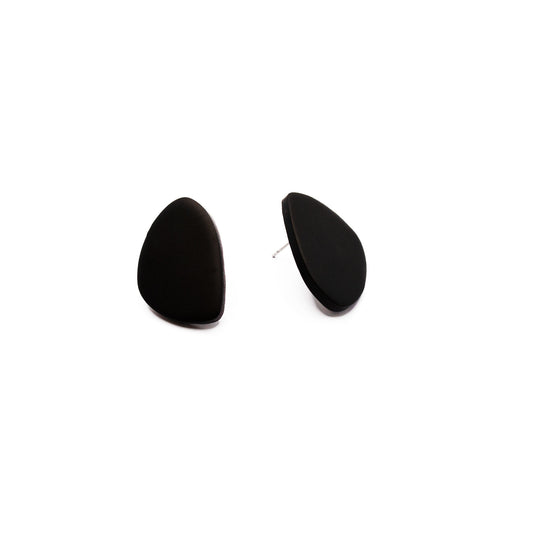Minimalist black earrings, 25 mm, 925 silver post