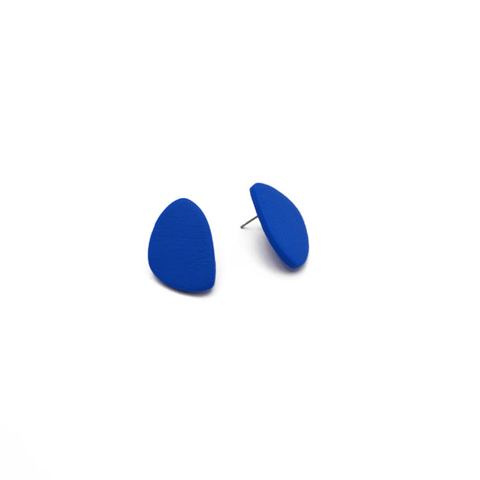 Minimalist blue earrings, 25 mm, 925 silver post