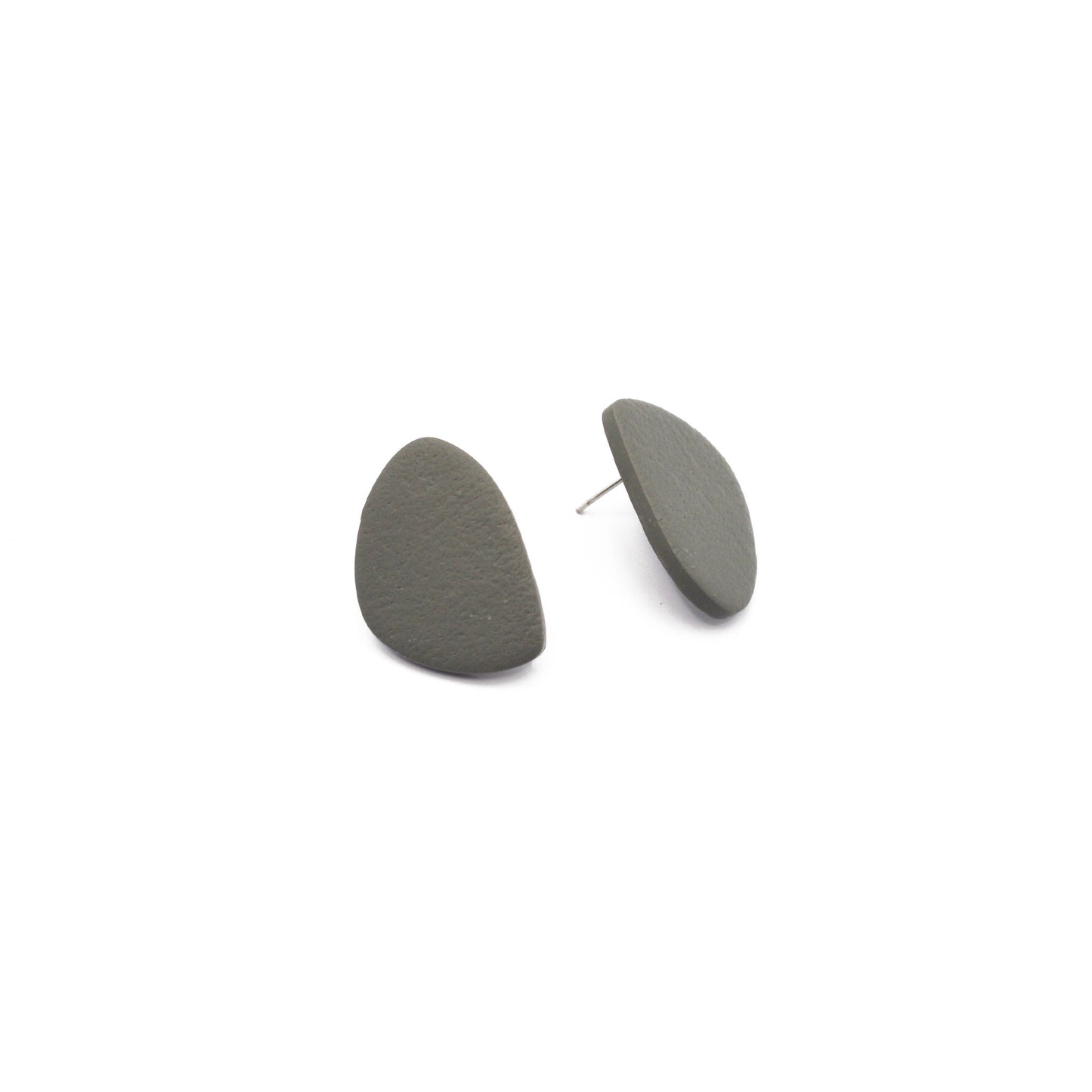 Minimalist grey earrings, 25 mm, 925 silver post
