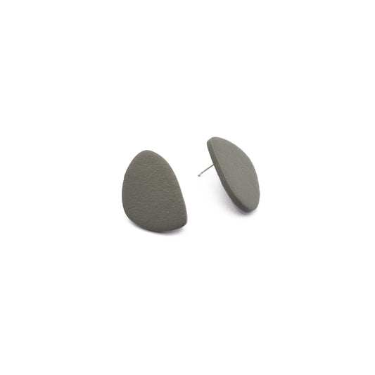 Minimalist grey earrings, 25 mm, 925 silver post