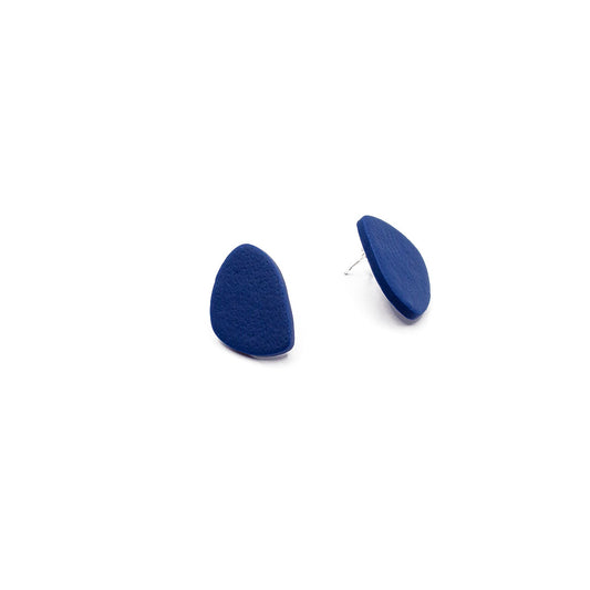 Minimalist navy blue earrings, 25 mm, 925 silver post