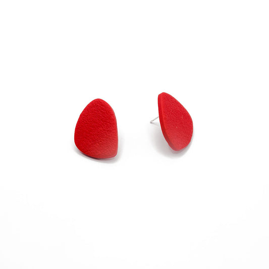 Minimalist red earrings, 25 mm, 925 silver post