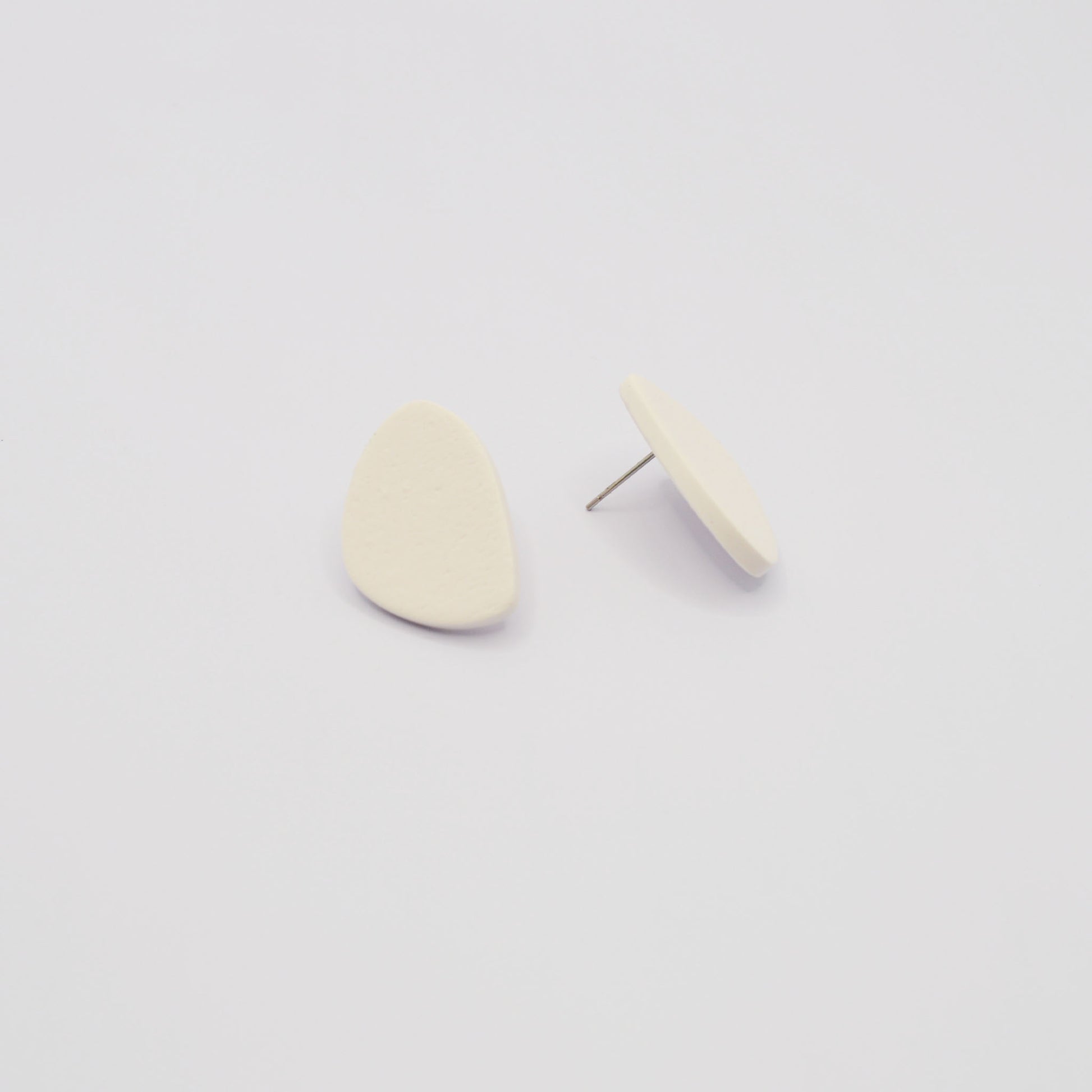 Minimalist white earrings, 25 mm, 925 silver post