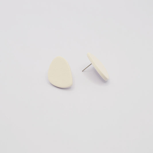 Minimalist white earrings, 25 mm, 925 silver post