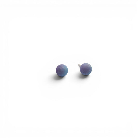 KAER design Blue Dusk dot stud earrings featuring round 7mm spheres with 925 sterling silver posts.